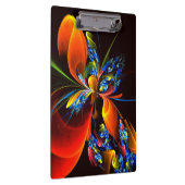 Blue Orange Floral Modernes Abstraktes Kunstmuster Klemmbrett (Rechts)