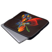 Blue Orange Floral Modernes Abstraktes Kunstmuster Laptopschutzhülle (Vorne Knopf)