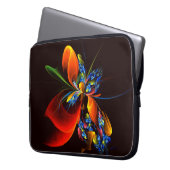 Blue Orange Floral Modernes Abstraktes Kunstmuster Laptopschutzhülle (Vorderseite Links)