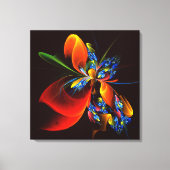 Blue Orange Floral Modernes Abstraktes Kunstmuster Leinwanddruck (Vorderseite)