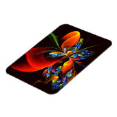 Blue Orange Floral Modernes Abstraktes Kunstmuster Magnet (Linke Seite)