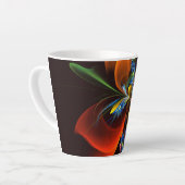 Blue Orange Floral Modernes Abstraktes Kunstmuster Milchtasse (Linke Ecke)