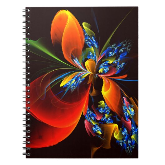 Blue Orange Floral Modernes Abstraktes Kunstmuster Notizblock (Vorderseite)