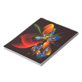 Blue Orange Floral Modernes Abstraktes Kunstmuster Notizblock (Rotiert)