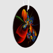 Blue Orange Floral Modernes Abstraktes Kunstmuster Ornament (Vorderseite)