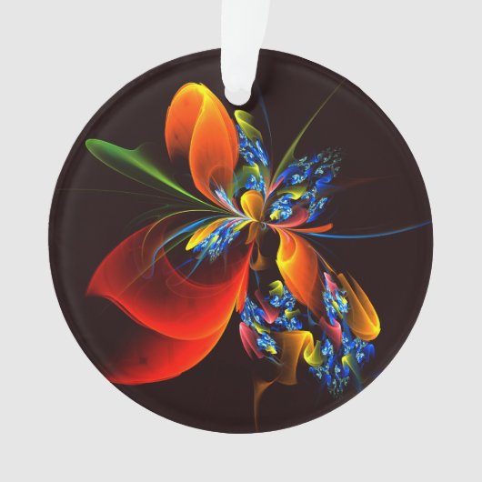 Blue Orange Floral Modernes Abstraktes Kunstmuster Ornament (Vorderseite)