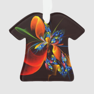 Blue Orange Floral Modernes Abstraktes Kunstmuster Ornament