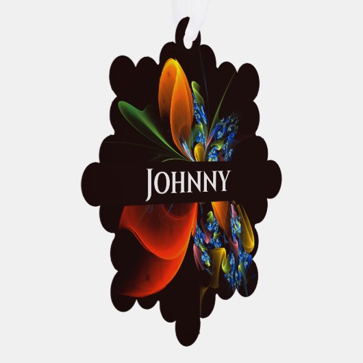 Blue Orange Floral Modernes Abstraktes Kunstmuster Ornament Karte (Rechts)