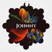 Blue Orange Floral Modernes Abstraktes Kunstmuster Ornament Karte (Vorderseite)