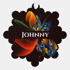 Blue Orange Floral Modernes Abstraktes Kunstmuster Ornament Karte