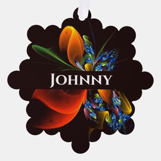 Blue Orange Floral Modernes Abstraktes Kunstmuster Ornament Karte (Vorderseite)