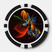 Blue Orange Floral Modernes Abstraktes Kunstmuster Pokerchips (Vorderseite)