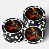 Blue Orange Floral Modernes Abstraktes Kunstmuster Pokerchips (Stapel)