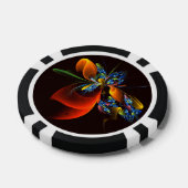 Blue Orange Floral Modernes Abstraktes Kunstmuster Pokerchips (Einzeln)