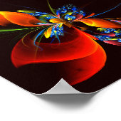 Blue Orange Floral Modernes Abstraktes Kunstmuster Poster (Ecke)