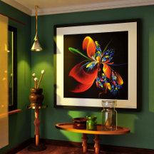 Blue Orange Floral Modernes Abstraktes Kunstmuster