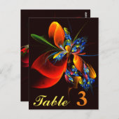 Blue Orange Floral Modernes Abstraktes Kunstmuster Postkarte (Vorne/Hinten)