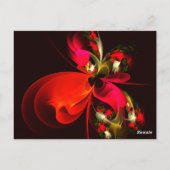 Blue Orange Floral Modernes Abstraktes Kunstmuster Postkarte (Rückseite)