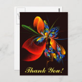 Blue Orange Floral Modernes Abstraktes Kunstmuster Postkarte (Vorne/Hinten)