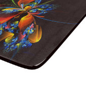 Blue Orange Floral Modernes Abstraktes Kunstmuster Schneidebrett (Ecke)