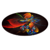 Blue Orange Floral Modernes Abstraktes Kunstmuster Schneidebrett (Ecke)