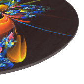 Blue Orange Floral Modernes Abstraktes Kunstmuster Schneidebrett (Ecke)