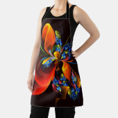 Blue Orange Floral Modernes Abstraktes Kunstmuster Schürze (InSitu)