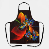 Blue Orange Floral Modernes Abstraktes Kunstmuster Schürze (Vorderseite)