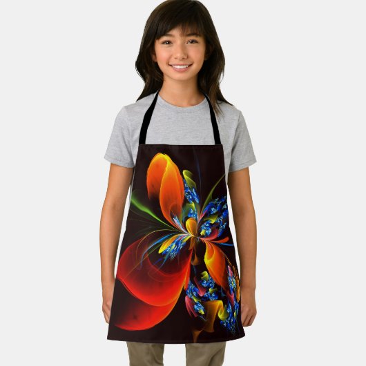 Blue Orange Floral Modernes Abstraktes Kunstmuster Schürze (Insitu)