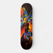 Blue Orange Floral Modernes Abstraktes Kunstmuster Skateboard (Vorderseite)