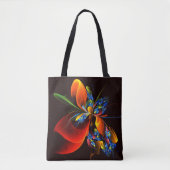 Blue Orange Floral Modernes Abstraktes Kunstmuster Tasche (Vorderseite)