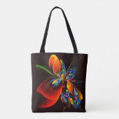 Blue Orange Floral Modernes Abstraktes Kunstmuster Tasche (Rückseite)