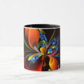 Blue Orange Floral Modernes Abstraktes Kunstmuster Tasse (Zentrum)