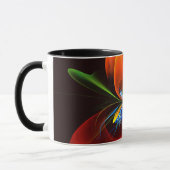 Blue Orange Floral Modernes Abstraktes Kunstmuster Tasse (Links)