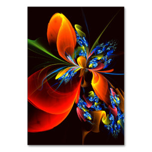 Blue Orange Floral Modernes Abstraktes Kunstmuster Tischnummer