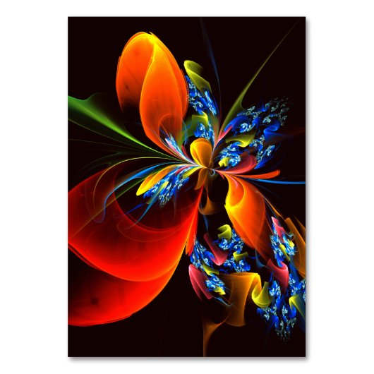 Blue Orange Floral Modernes Abstraktes Kunstmuster Tischnummer (Rückseite)