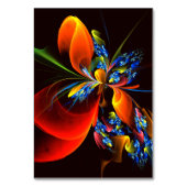 Blue Orange Floral Modernes Abstraktes Kunstmuster Tischnummer (Vorderseite)
