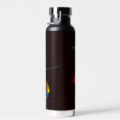 Blue Orange Floral Modernes Abstraktes Kunstmuster Trinkflasche (Rechts)