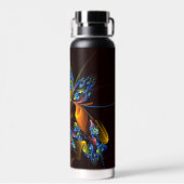 Blue Orange Floral Modernes Abstraktes Kunstmuster Trinkflasche (Rückseite)
