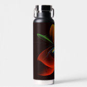 Blue Orange Floral Modernes Abstraktes Kunstmuster Trinkflasche (Vorne)