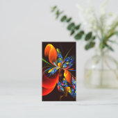 Blue Orange Floral Modernes Abstraktes Kunstmuster Visitenkarte (Stehend Vorderseite)