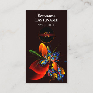 Blue Orange Floral Modernes Abstraktes Kunstmuster Visitenkarte