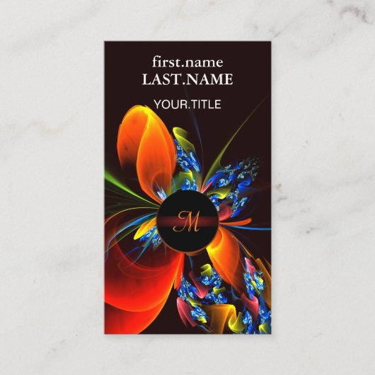 Blue Orange Floral Modernes Abstraktes Kunstmuster Visitenkarte (Vorderseite)