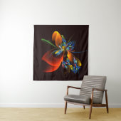 Blue Orange Floral Modernes Abstraktes Kunstmuster Wandteppich (Beispiel)