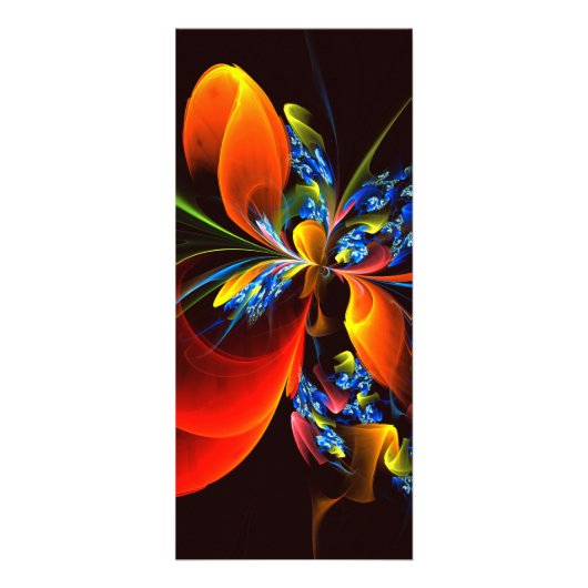 Blue Orange Floral Modernes Abstraktes Kunstmuster Werbekarte (Vorne)