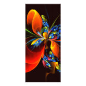Blue Orange Floral Modernes Abstraktes Kunstmuster Werbekarte (Hinten)