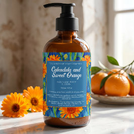 Blue Orange Floral Soap Kosmetikprodukte Etikett Quadratischer Aufkleber