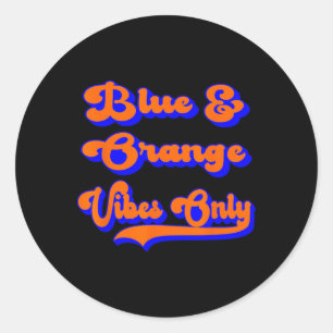 Blue Orange Football Team School Game Day Colors Runder Aufkleber