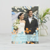 Blue Orange Foto Elopement Announctions Cards Ankündigung (Stehend Vorderseite)