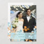 Blue Orange Foto Elopement Announctions Cards Ankündigung (Vorne/Hinten)